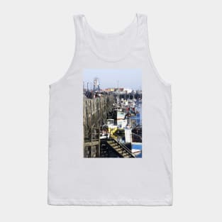 Fishing boats moored along Scarborough sea front, Yorkshire, UK Tank Top